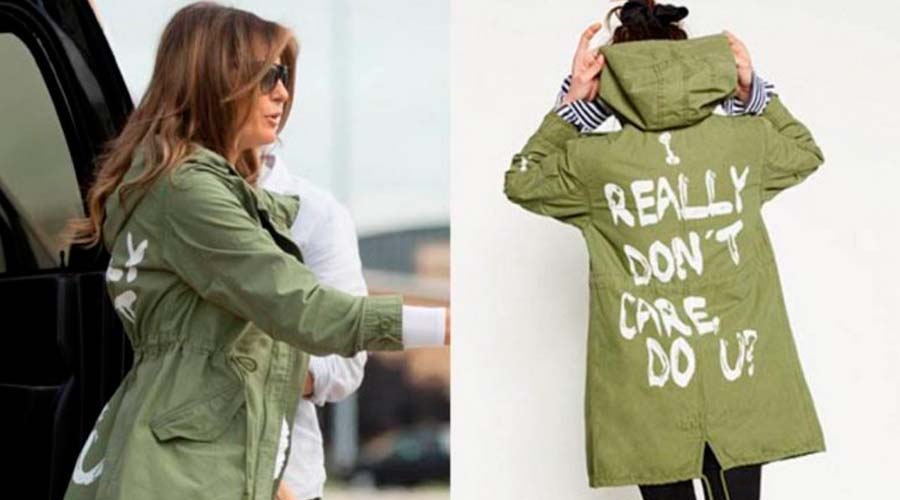 Melania quiso enviar un mensaje a la prensa con la chaqueta que llevó en Texas