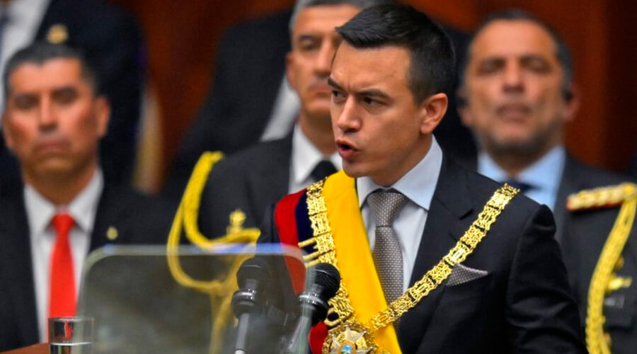 Presidente Noboa espera apoyo militar de EEUU, Brasil y Europa para combatir el narcotráfico